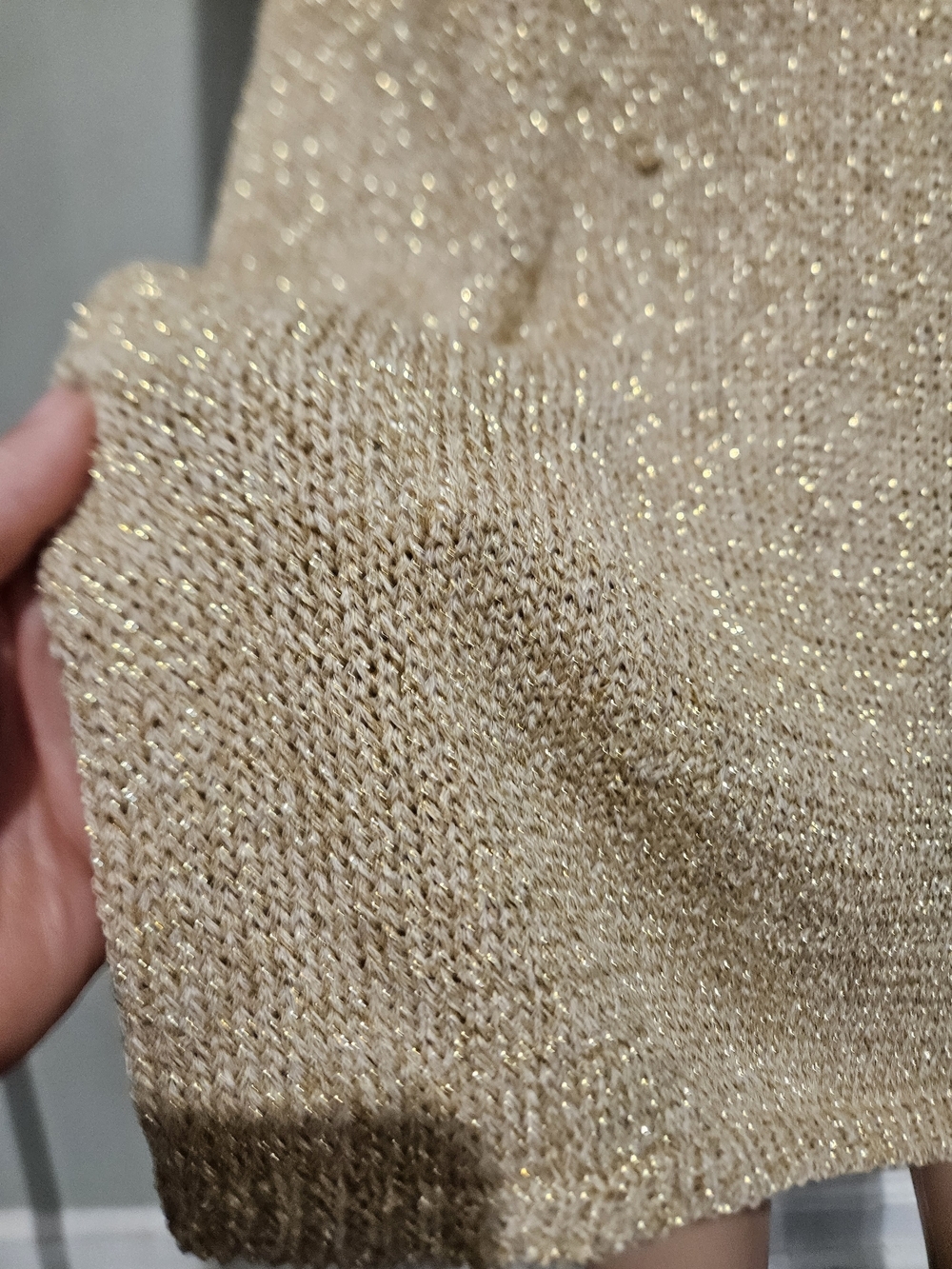 YUNIKA Made in Italy Gold Metallic Knit Midi Dress Sparkle Sleeveless. S/M - Picture 6 of 16